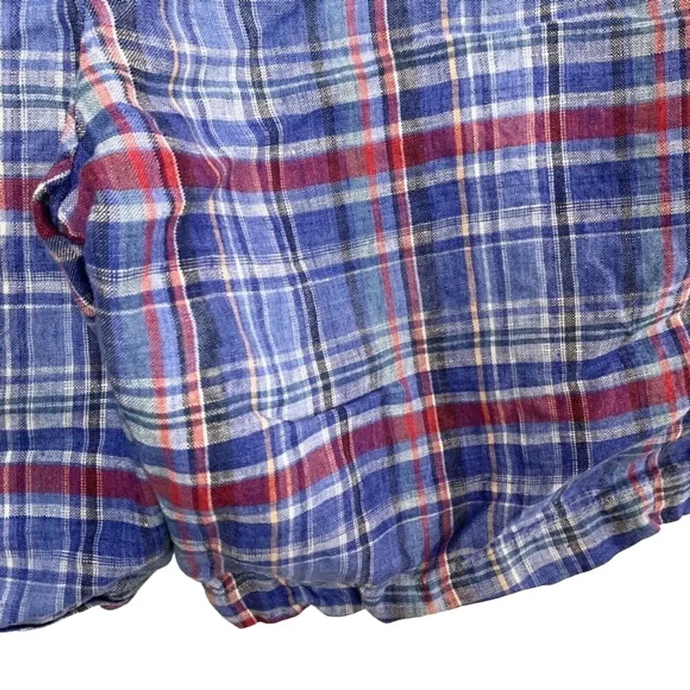 PETER MILLAR Blue Pink Linen Men's Flat Front Shorts Golf Casual Plaid sz 34